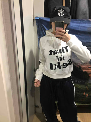 Lettering Short Fleece-Lined Hoodie