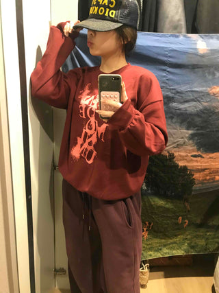 Vintage Lettering Oversized Loose Sweatshirt