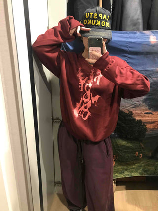 Vintage Lettering Oversized Loose Sweatshirt