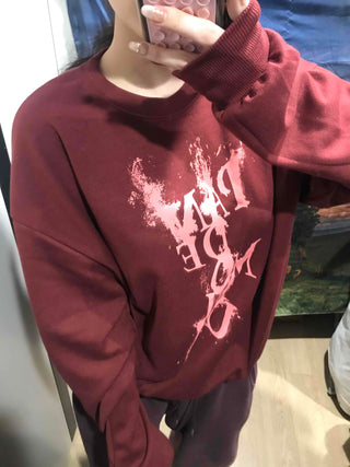 Vintage Lettering Oversized Loose Sweatshirt