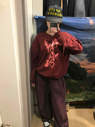 Vintage Lettering Oversized Loose Sweatshirt