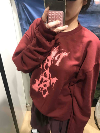 Vintage Lettering Oversized Loose Sweatshirt