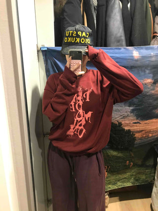 Vintage Lettering Oversized Loose Sweatshirt