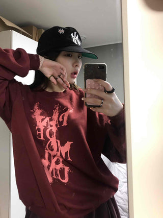 Vintage Lettering Oversized Loose Sweatshirt