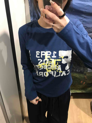American Vintage Lettering Slim Fit Long Sleeve Tee