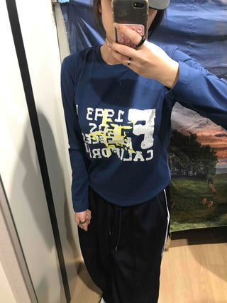 American Vintage Lettering Slim Fit Long Sleeve Tee