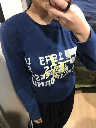 American Vintage Lettering Slim Fit Long Sleeve Tee
