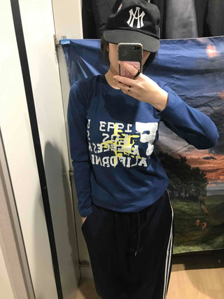 American Vintage Lettering Slim Fit Long Sleeve Tee