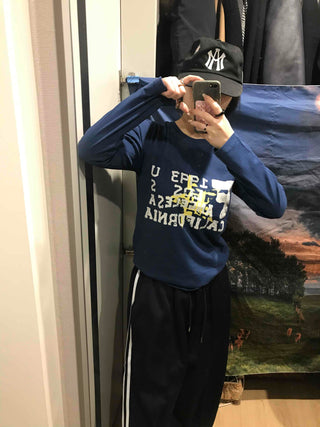 American Vintage Lettering Slim Fit Long Sleeve Tee