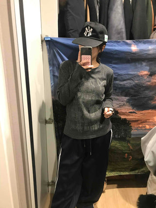 Street Print Oversized Round Neck Knit