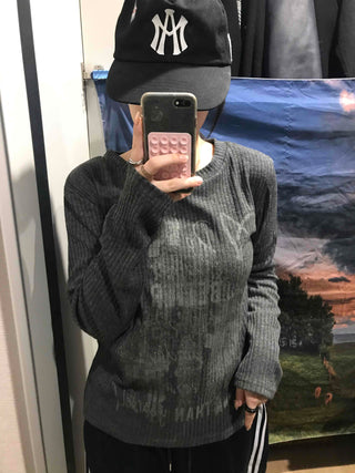 Street Print Oversized Round Neck Knit