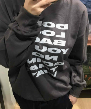 Lettering Print Oversized Fleece-Lined Sweatshirt