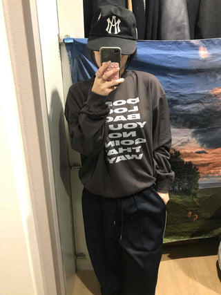 Lettering Print Oversized Fleece-Lined Sweatshirt