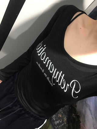 Lettering Square Neck Loose Fit Long Sleeve T-shirt