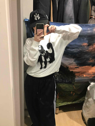 Street Brush Artwork Oversized Sweatshirt