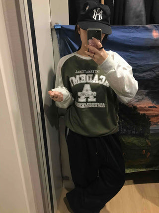 Vintage College Lettering Loose Fit Sweatshirt