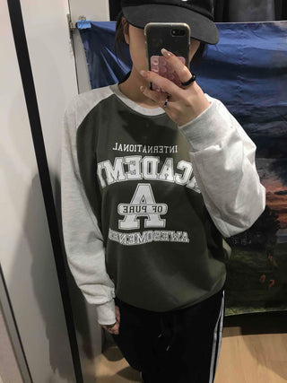 Vintage College Lettering Loose Fit Sweatshirt