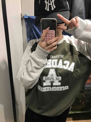 Vintage College Lettering Loose Fit Sweatshirt