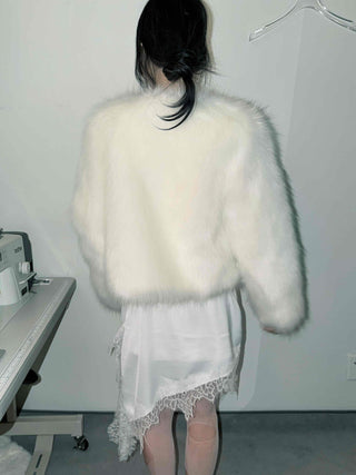 Airy Fluffy Feather Shoulderless Bolero Jacket