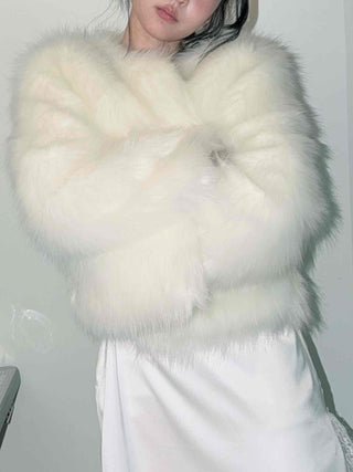 Airy Fluffy Feather Shoulderless Bolero Jacket