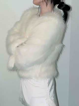 Airy Fluffy Feather Shoulderless Bolero Jacket