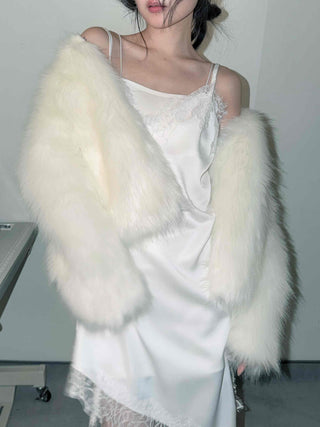 Airy Fluffy Feather Shoulderless Bolero Jacket
