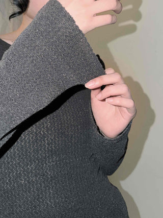 Side Slit Round Neck Balanced Fit Ribbed Long Sleeve T-shirt