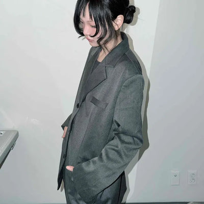 Urban Semi-Overfit Notched Lapel Cropped Jacket