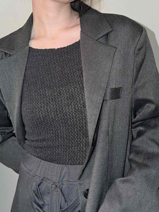 Urban Semi-Overfit Notched Lapel Cropped Jacket