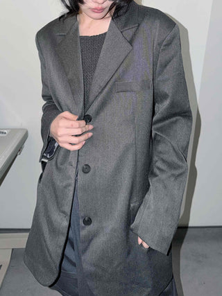 Urban Semi-Overfit Notched Lapel Cropped Jacket