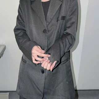 Urban Semi-Overfit Notched Lapel Cropped Jacket