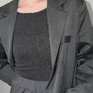 Urban Semi-Overfit Notched Lapel Cropped Jacket