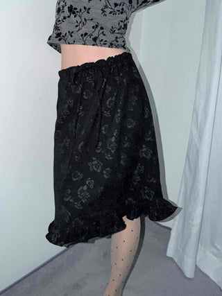Velvet Flower Pattern Mermaid Midi Skirt