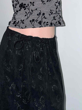Velvet Flower Pattern Mermaid Midi Skirt