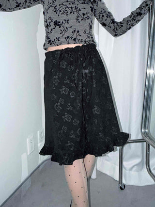 Velvet Flower Pattern Mermaid Midi Skirt