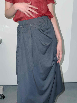 Unique Multi-Drape Wrap Midi Skirt