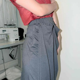 Unique Multi-Drape Wrap Midi Skirt