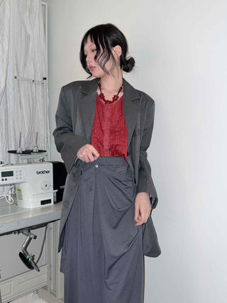 Unique Multi-Drape Wrap Midi Skirt