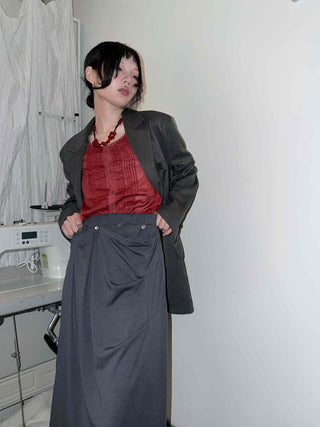 Unique Multi-Drape Wrap Midi Skirt