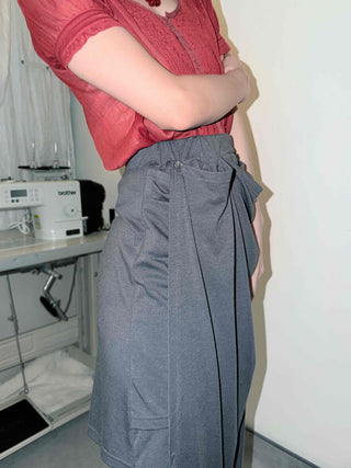 Unique Multi-Drape Wrap Midi Skirt