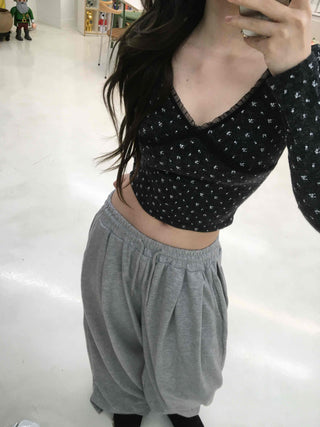 Cotton Balloon Fit Wide Elastic Waist Training Pants