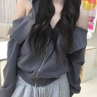 Flap Cargo Pocket Halter Neck Denim Zip-up