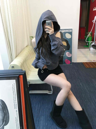 Simple Basic Rolling Mid-Hip Mini Skirt