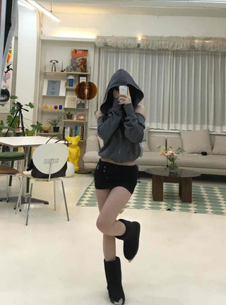 Simple Basic Rolling Mid-Hip Mini Skirt