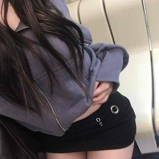 Simple Basic Rolling Mid-Hip Mini Skirt