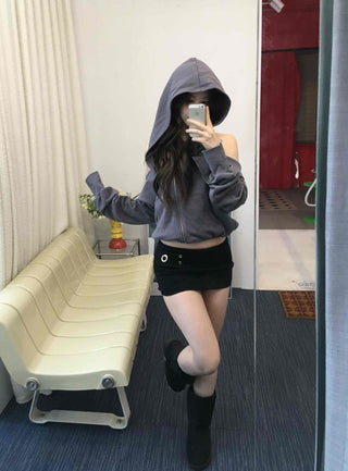 Simple Basic Rolling Mid-Hip Mini Skirt