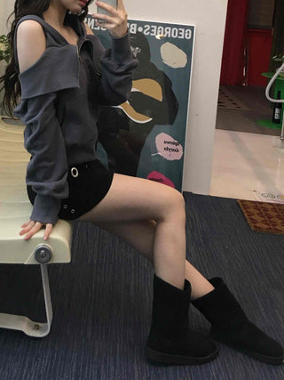 Simple Basic Rolling Mid-Hip Mini Skirt