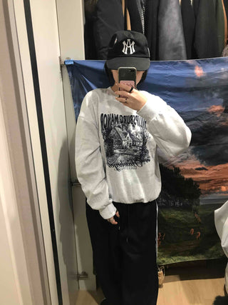 Vintage Graphic Print Oversized Sweatshirt