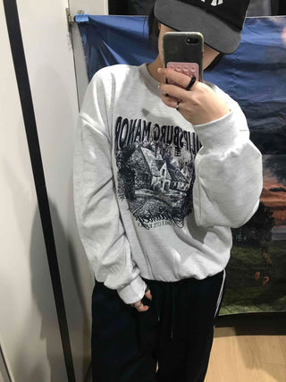 Vintage Graphic Print Oversized Sweatshirt