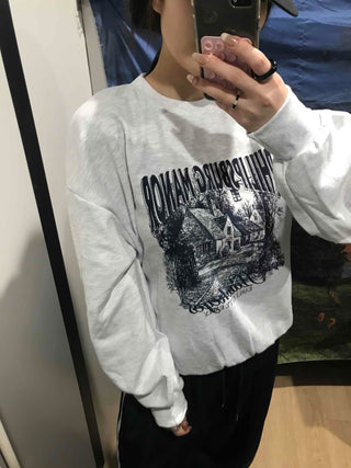 Vintage Graphic Print Oversized Sweatshirt